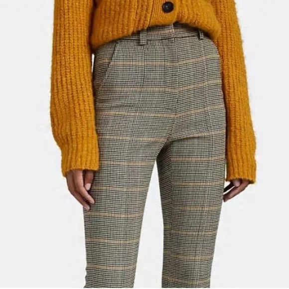 ALC NEW Edwin Split Hem Plaid Print Pants Size 2 - Picture 5 of 8